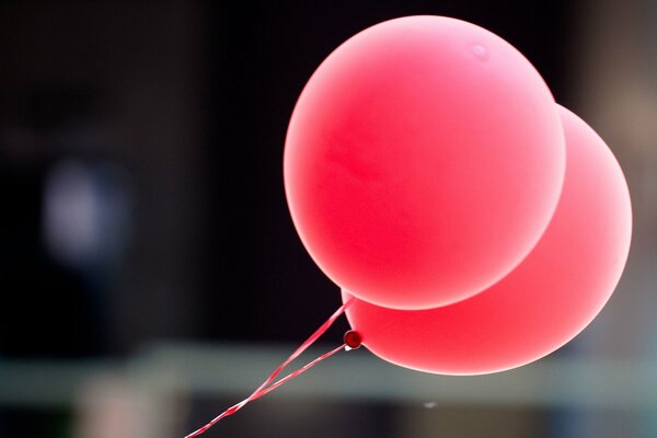 Coral-colored balloons in macro photography