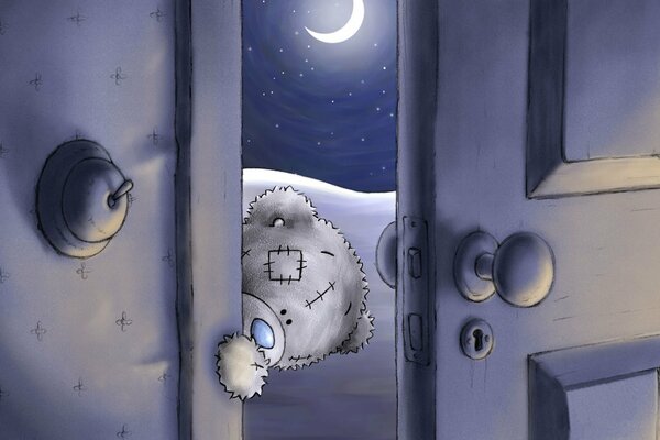 In una notte di luna, Teddy Bear aprì la porta