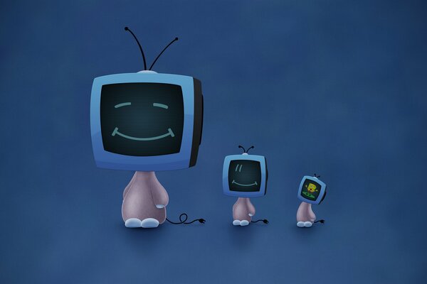 Smiling cartoon mini TVs