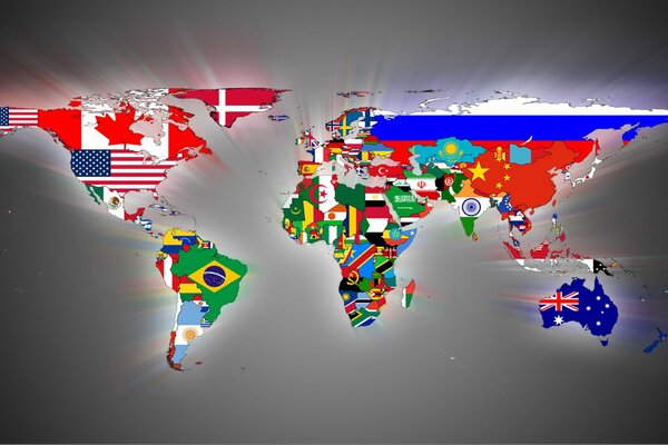 Carte des pays du monde des drapeaux