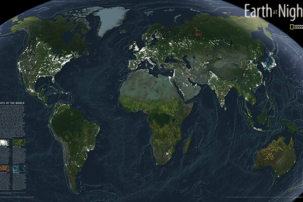 Partie de la carte du monde avec des continents