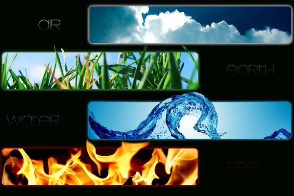 4 elemente - Luft, Feuer, Wasser, Erde