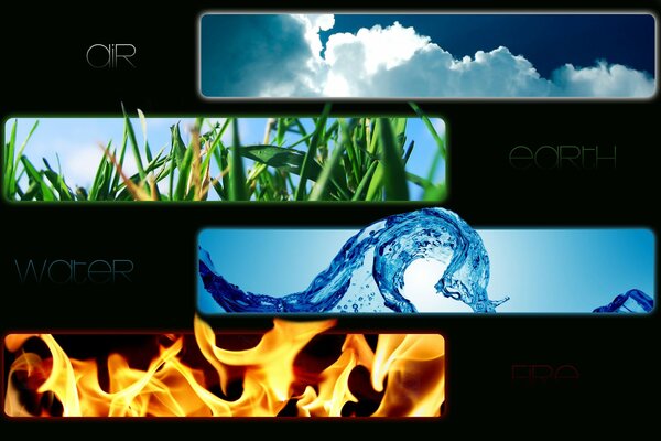 4 elements - air, fire, water, earth