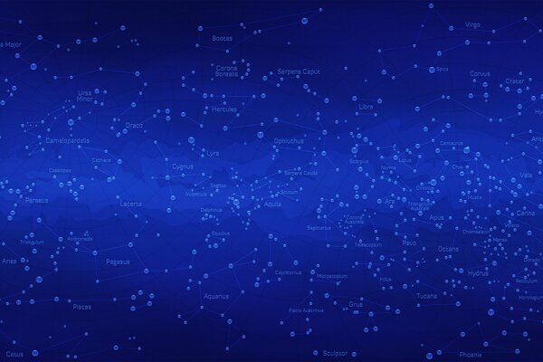 Constellation map on dark blue background