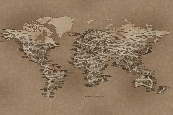 Mappa del mondo che mostra i nomi delle città