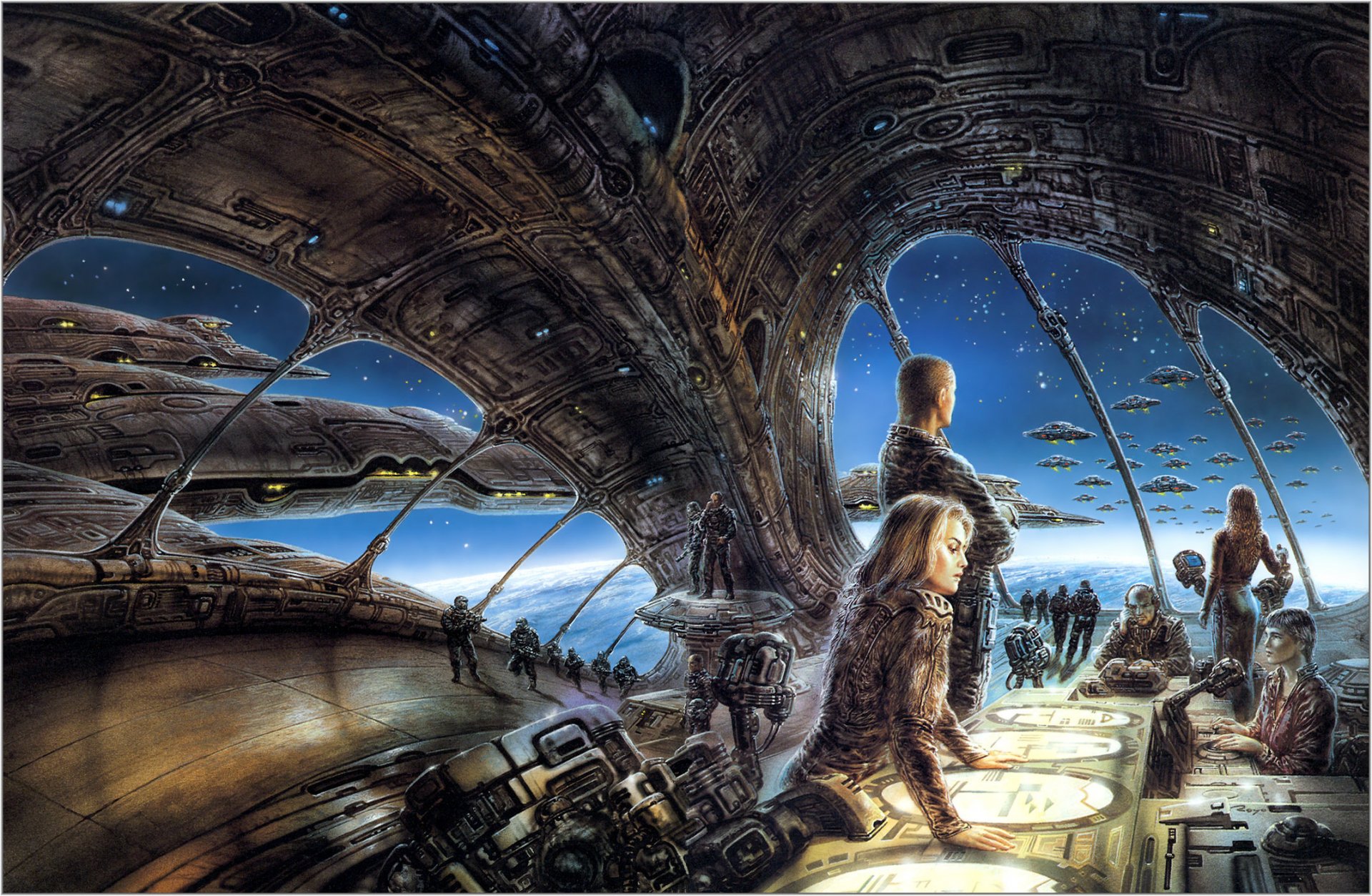 art luis royo the chantry guild ship space people girl planet