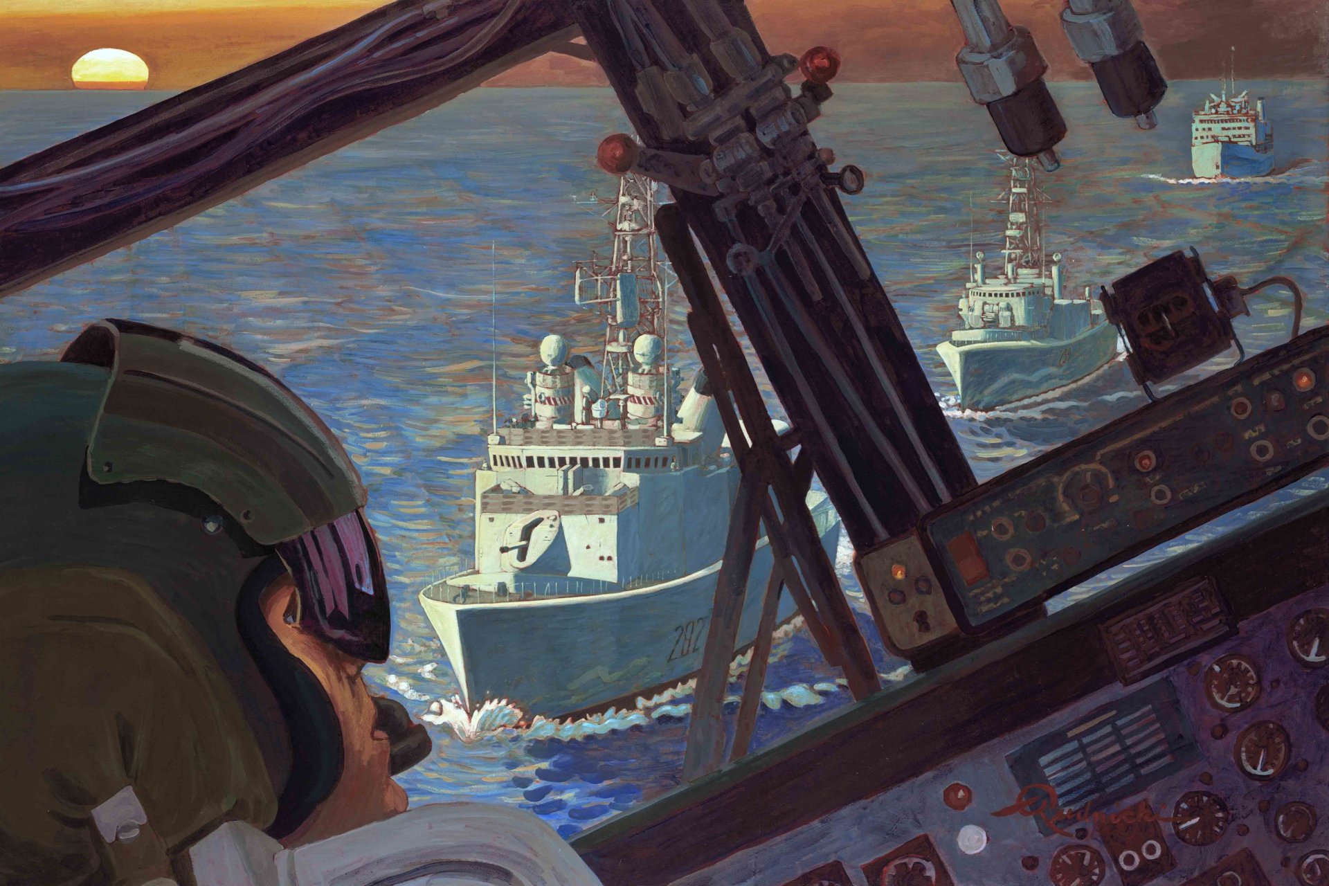 art painting richard rudnicki navy plane cabin pilot cockpit first gulf war the first war to persian gulf