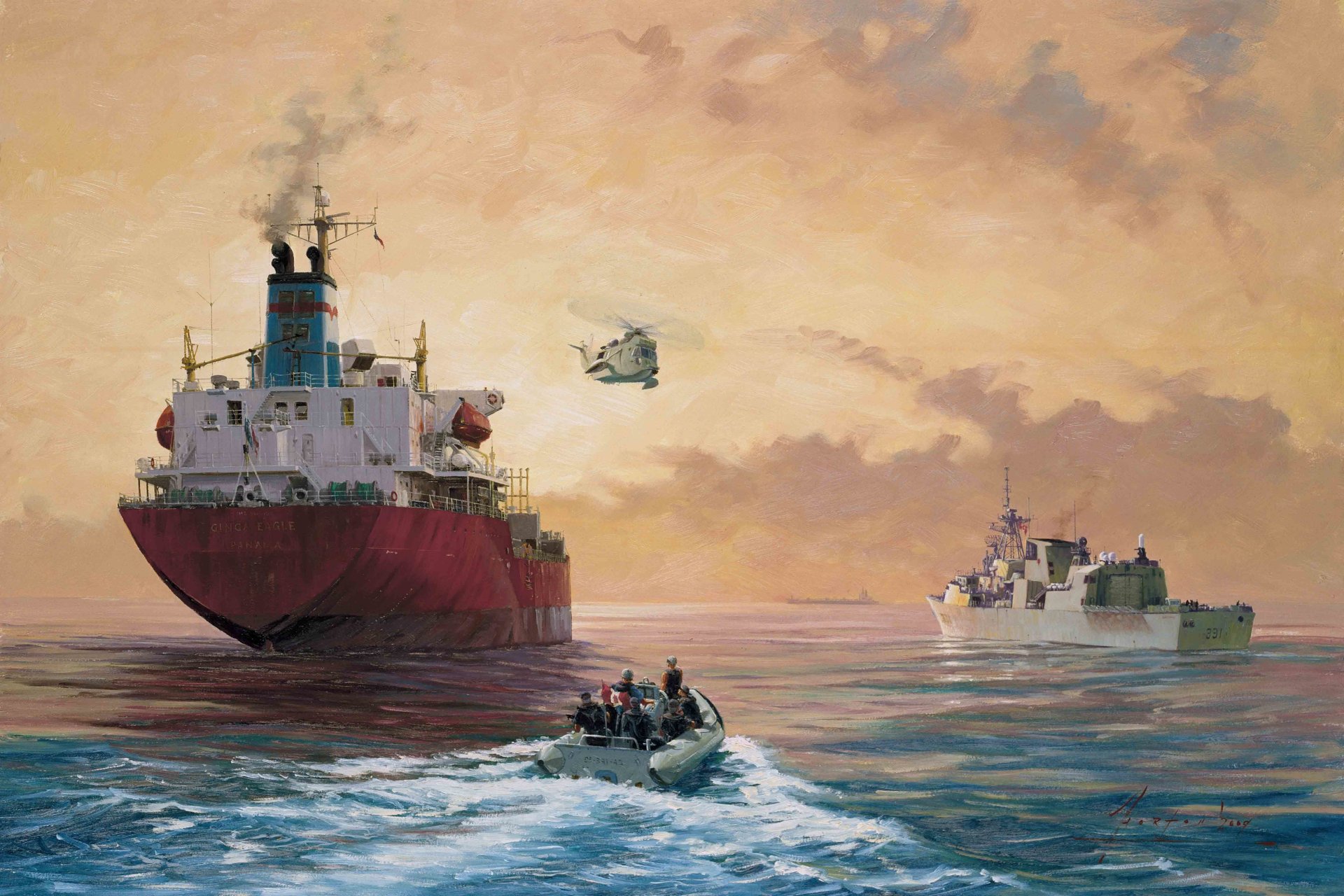 art peinture john horton marine opération opération apollo menée par les forces armées canadiennes pour soutenir les états-unis leur opération militaire en afghanistan a eu lieu d octobre 2001 à octobre 2003 royal canadien marine marine