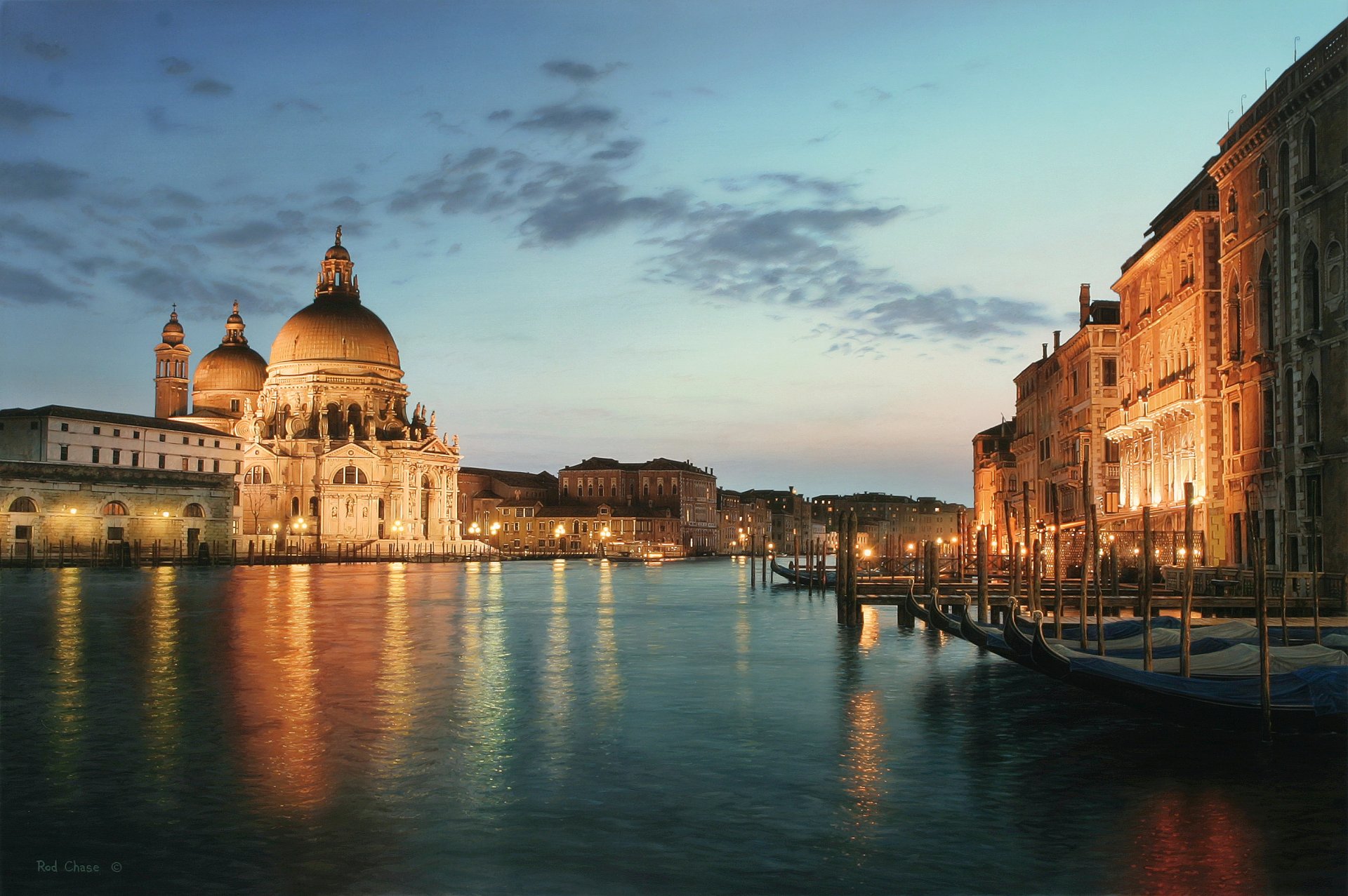 rod chase gloria di maria la salute arte venezia di notte venezia italia canal grande cattedrale di santa maria della salute basilica architettura pittura