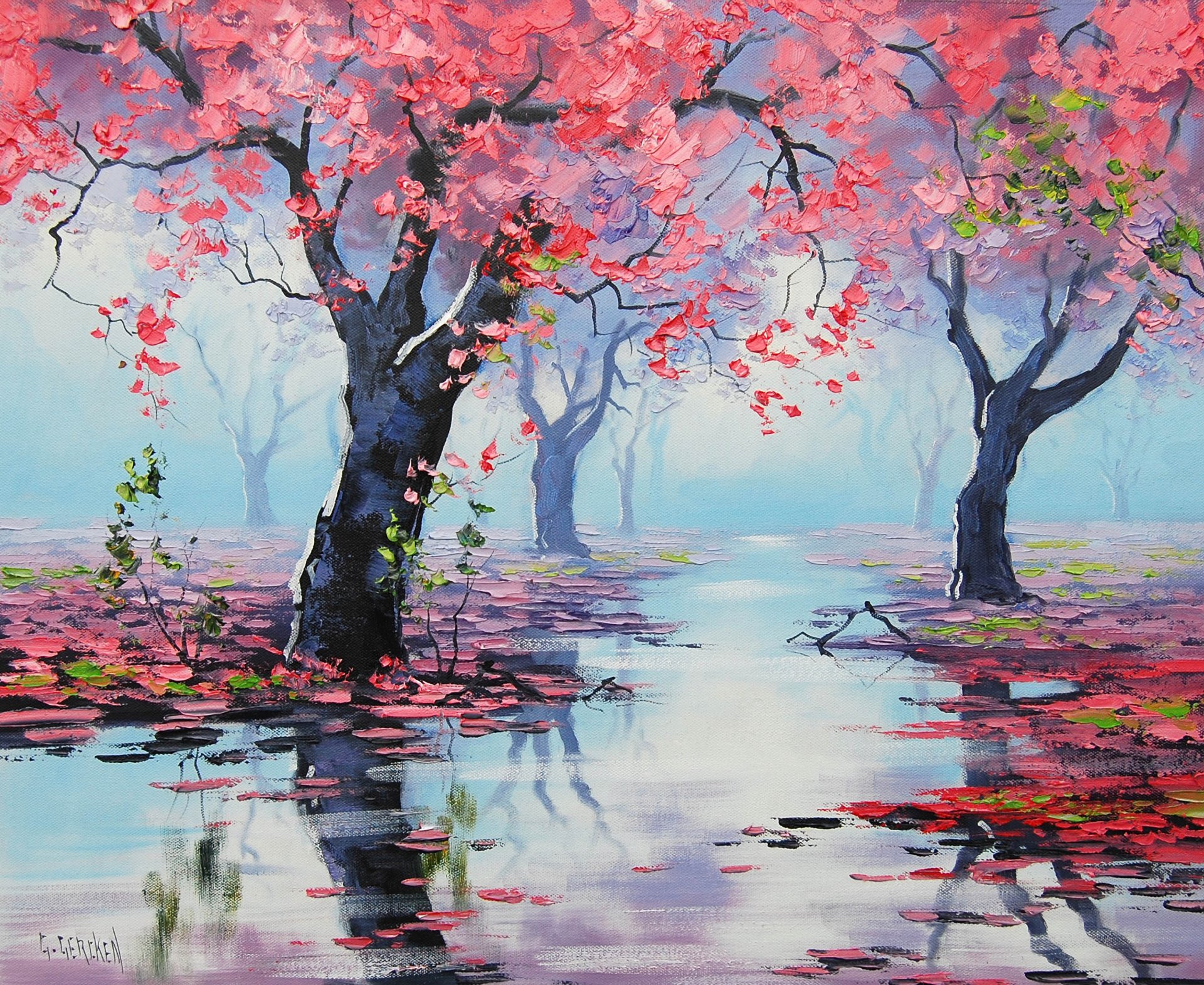 kunst zeichnung frühling bossom reflexion artsau