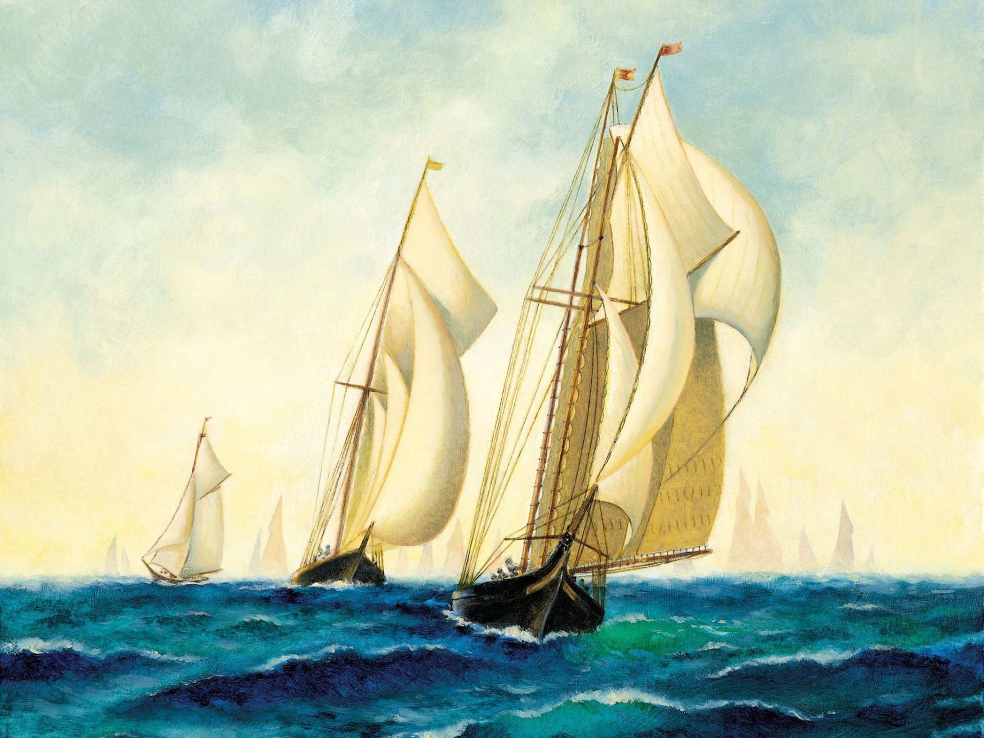 arte marina pittura navi mare squadrone barche a vela