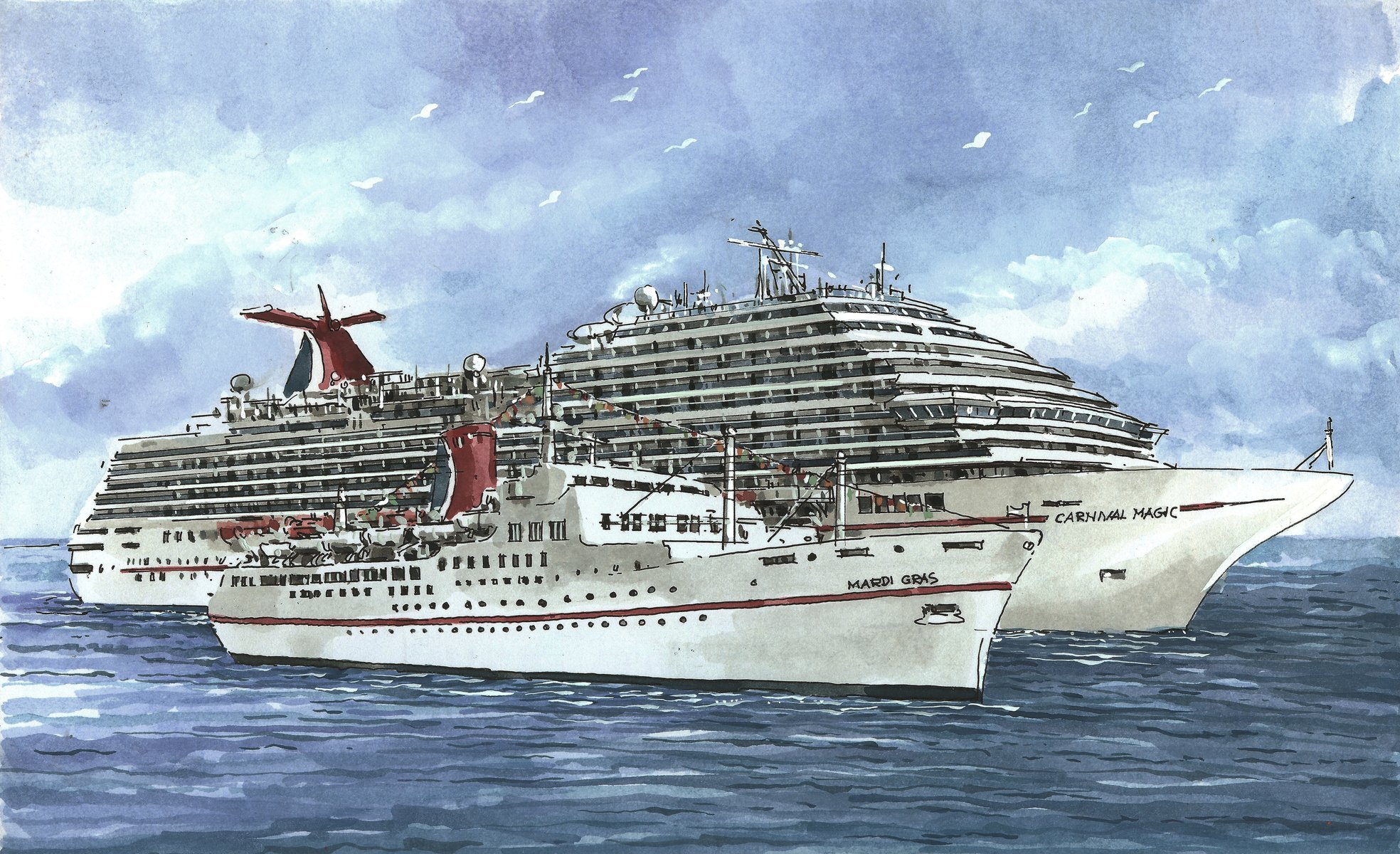 carnival magic paquebot navire mardi gras dessin mer ciel