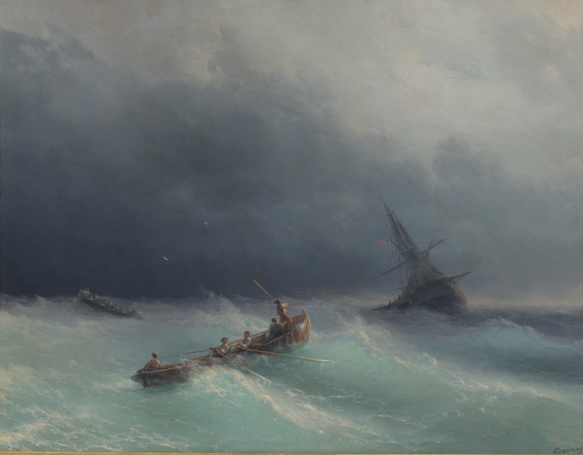 pintura aivazovsky tormenta pintura mar