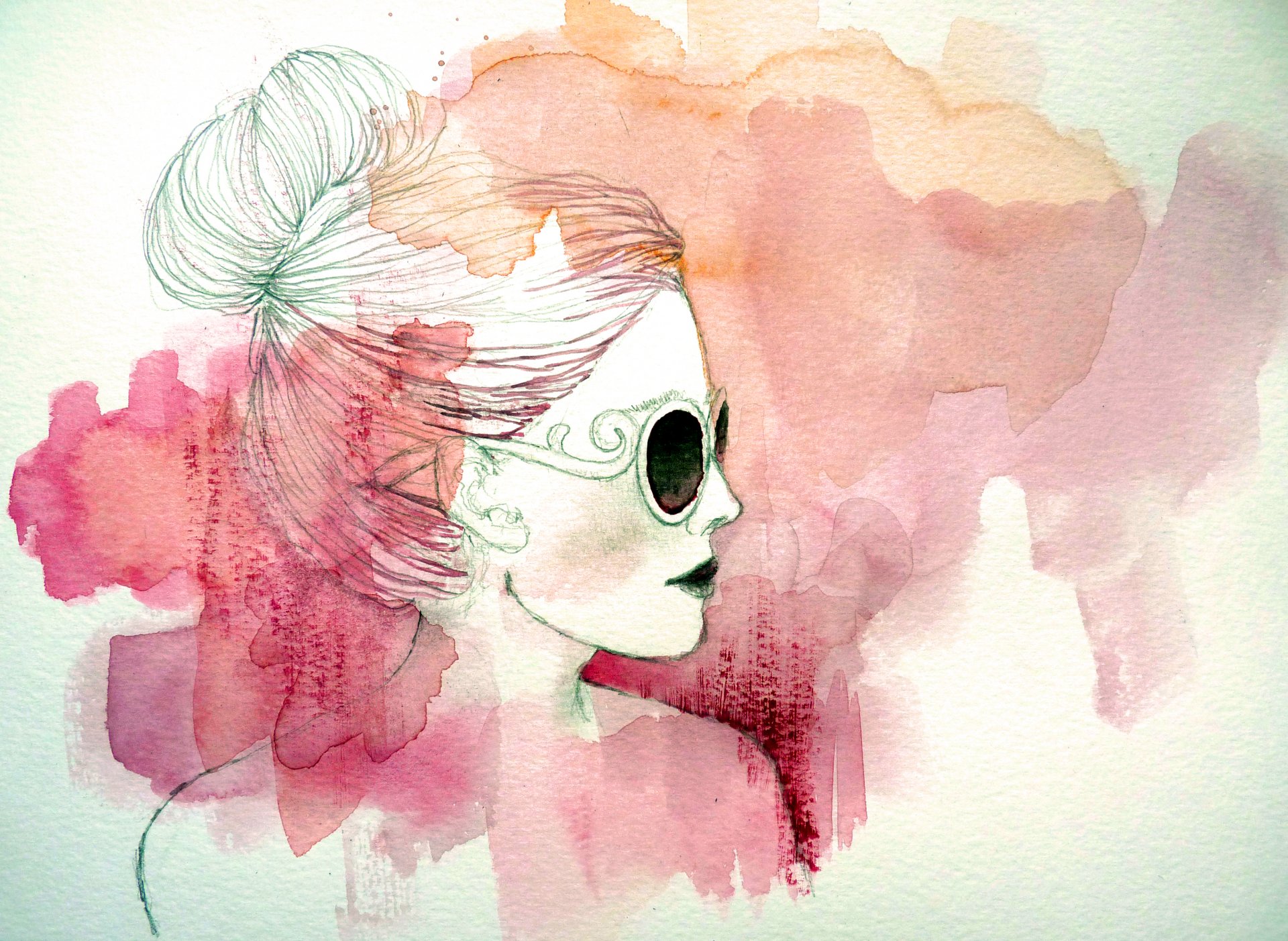 art dessin fille profil peintures lunettes style