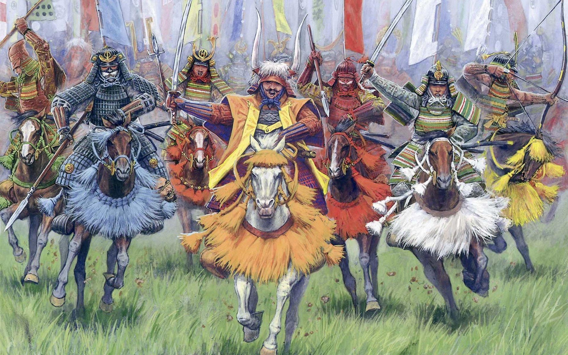 horse samurai xvi-xvii centuries . standard war