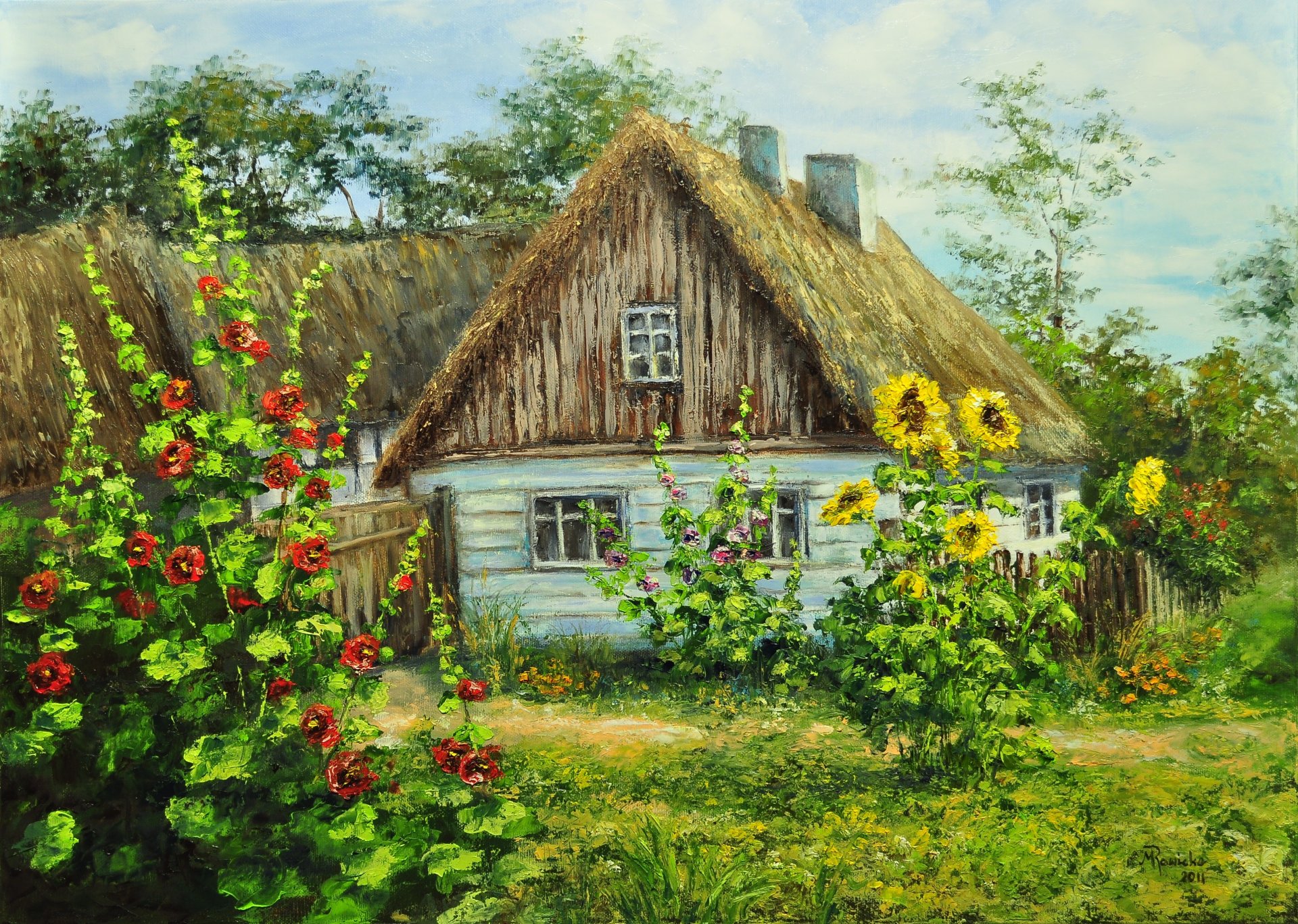 dorf dorf sommer haus grün blumen