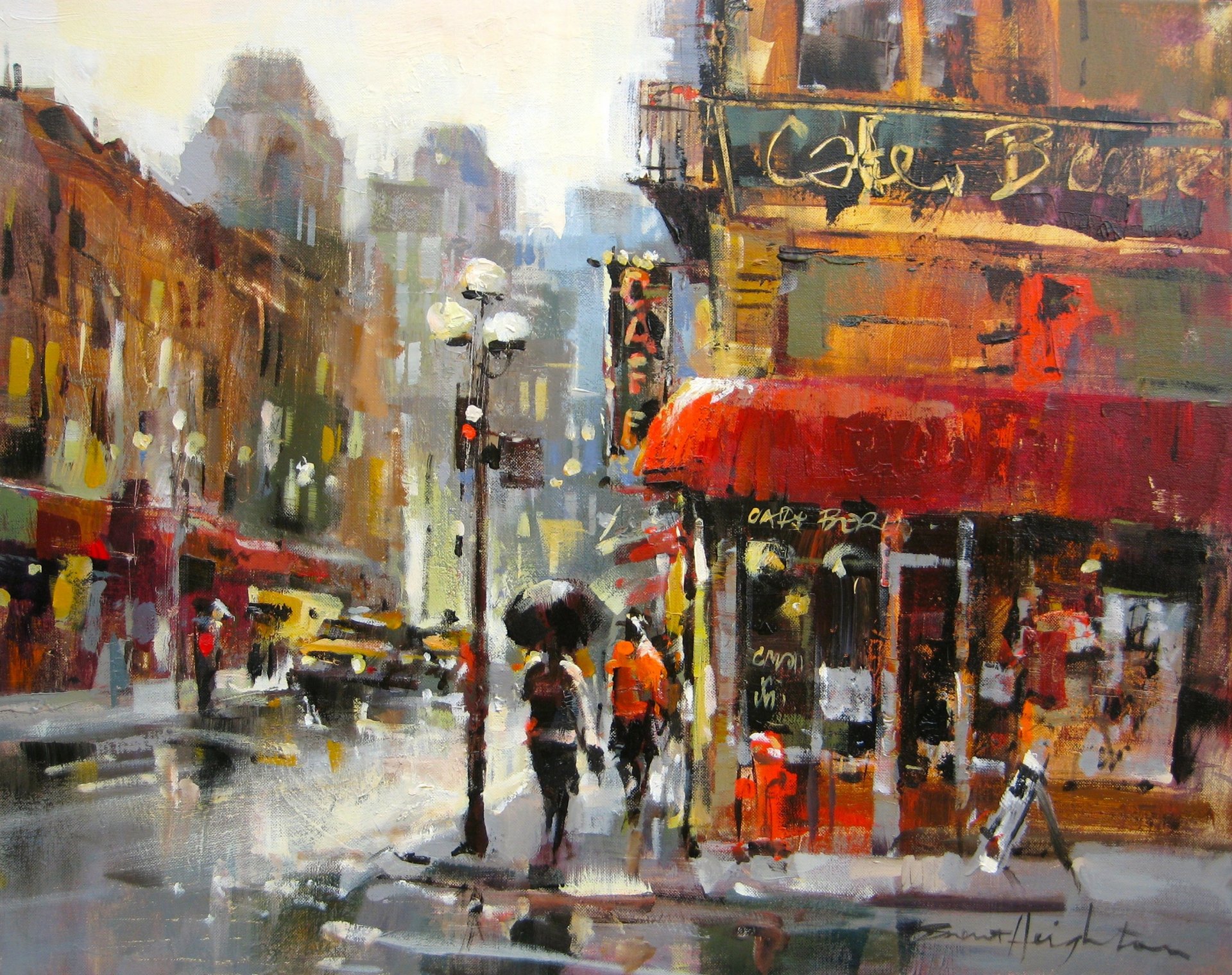 город улица дорога дома фонари хмуро дождь brent heighton