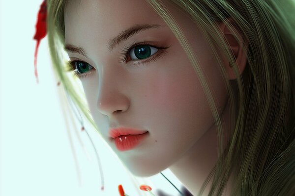 The face of a 3D girl game close-up