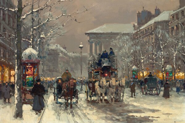 Eduard Cortez - Winter scene in Paris