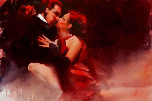 Peinture aquarelle danse Tango