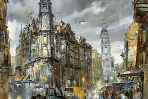 Rainy St. Petersburg - watercolor