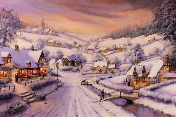 Village blanc en hiver