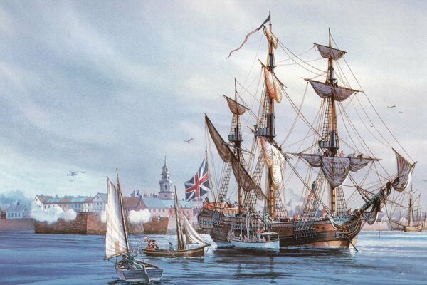Obraz olejny marynarki wojennej