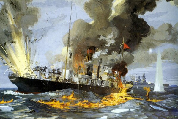 El artista expresó claramente en la pintura la guerra en el mar