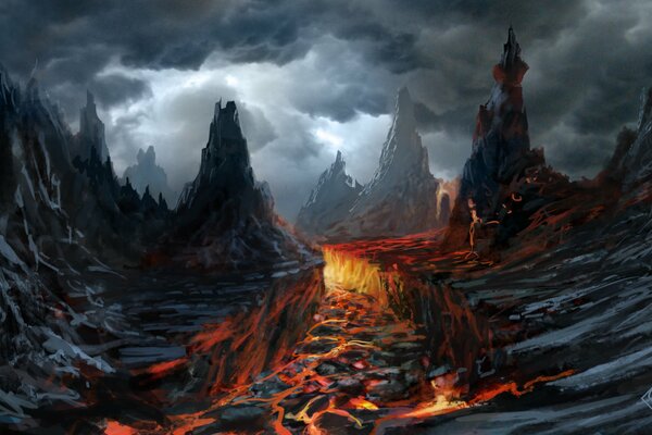 Arte sombrío: volcán y lava