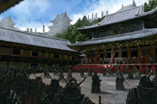 Arte tempio in Asia Samurai persone guerriero