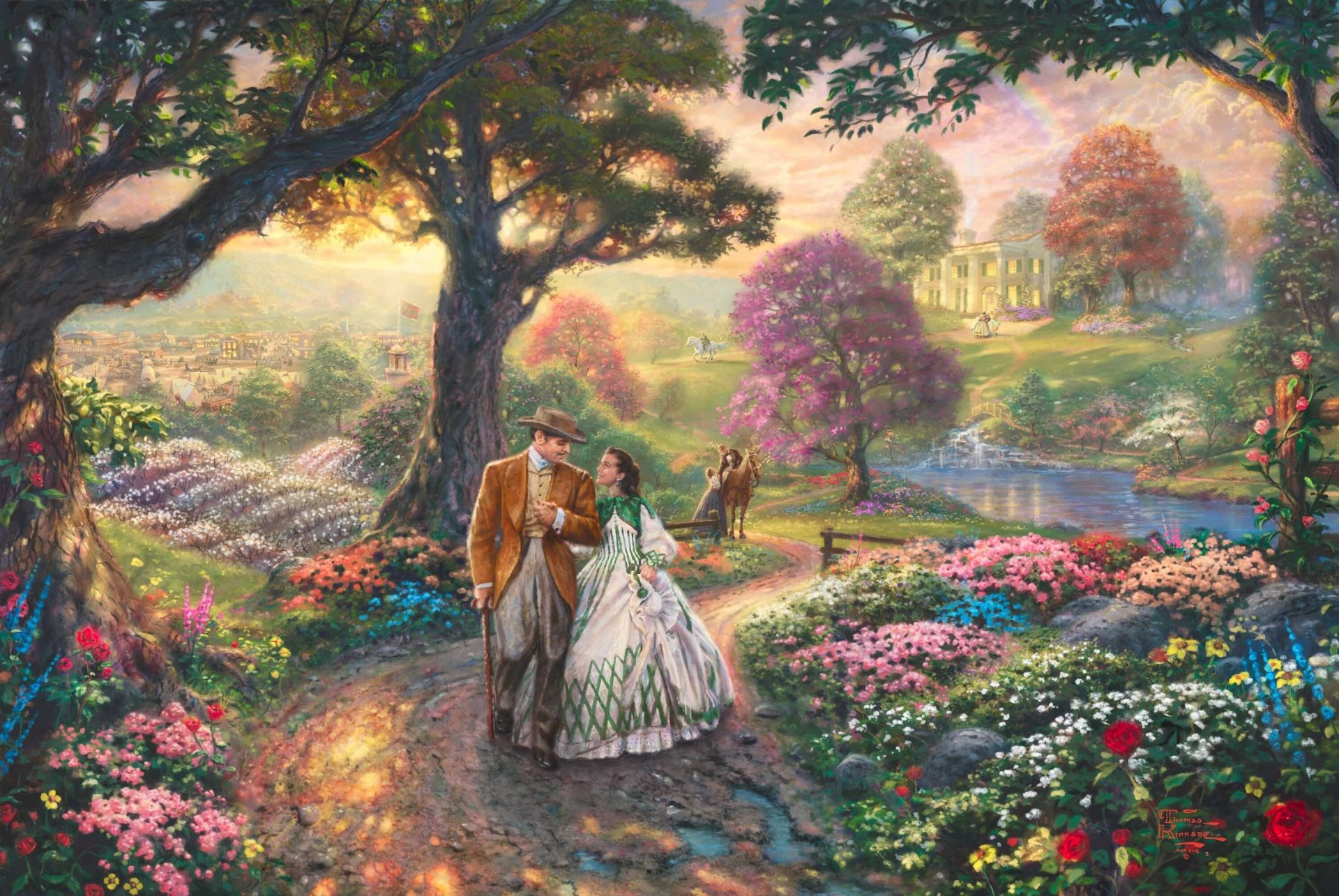 via col vento thomas kincaid pittura kincaid scarlett o hara via col vento film scarlett o hara ashley wilkes fiori stagno fiume