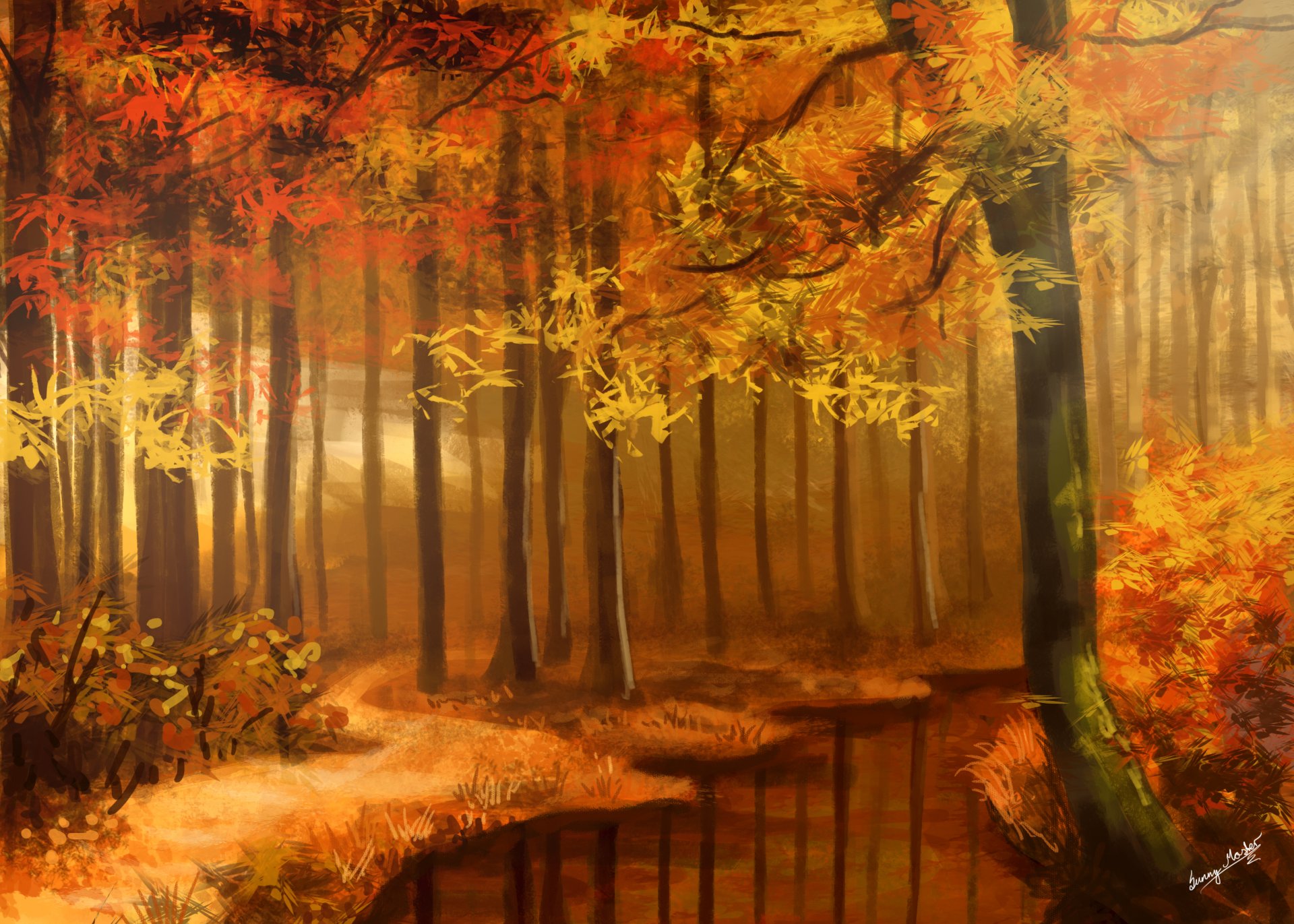 art sunimo forêt d automne art nature dessin