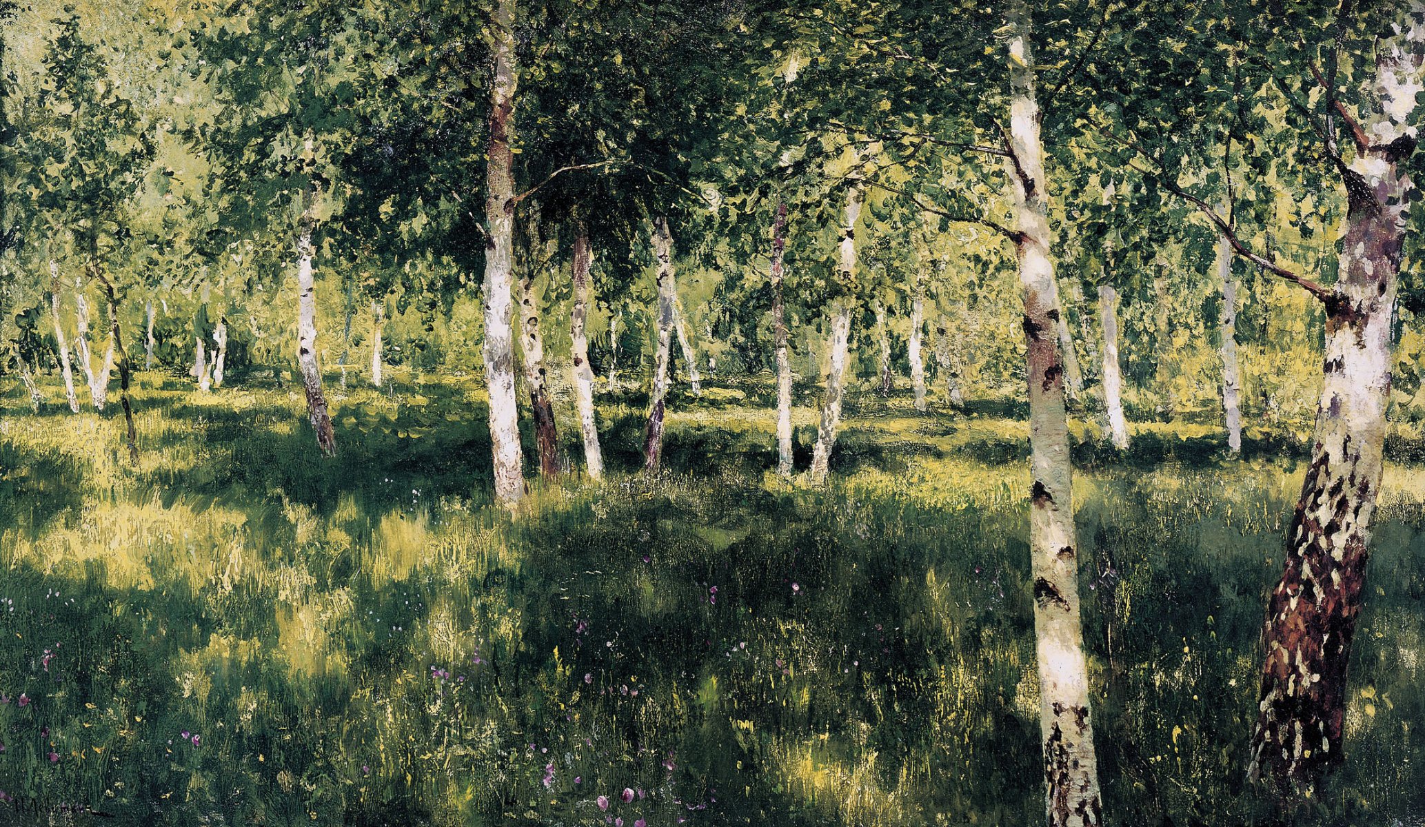 levitan bosquet de bouleaux peinture