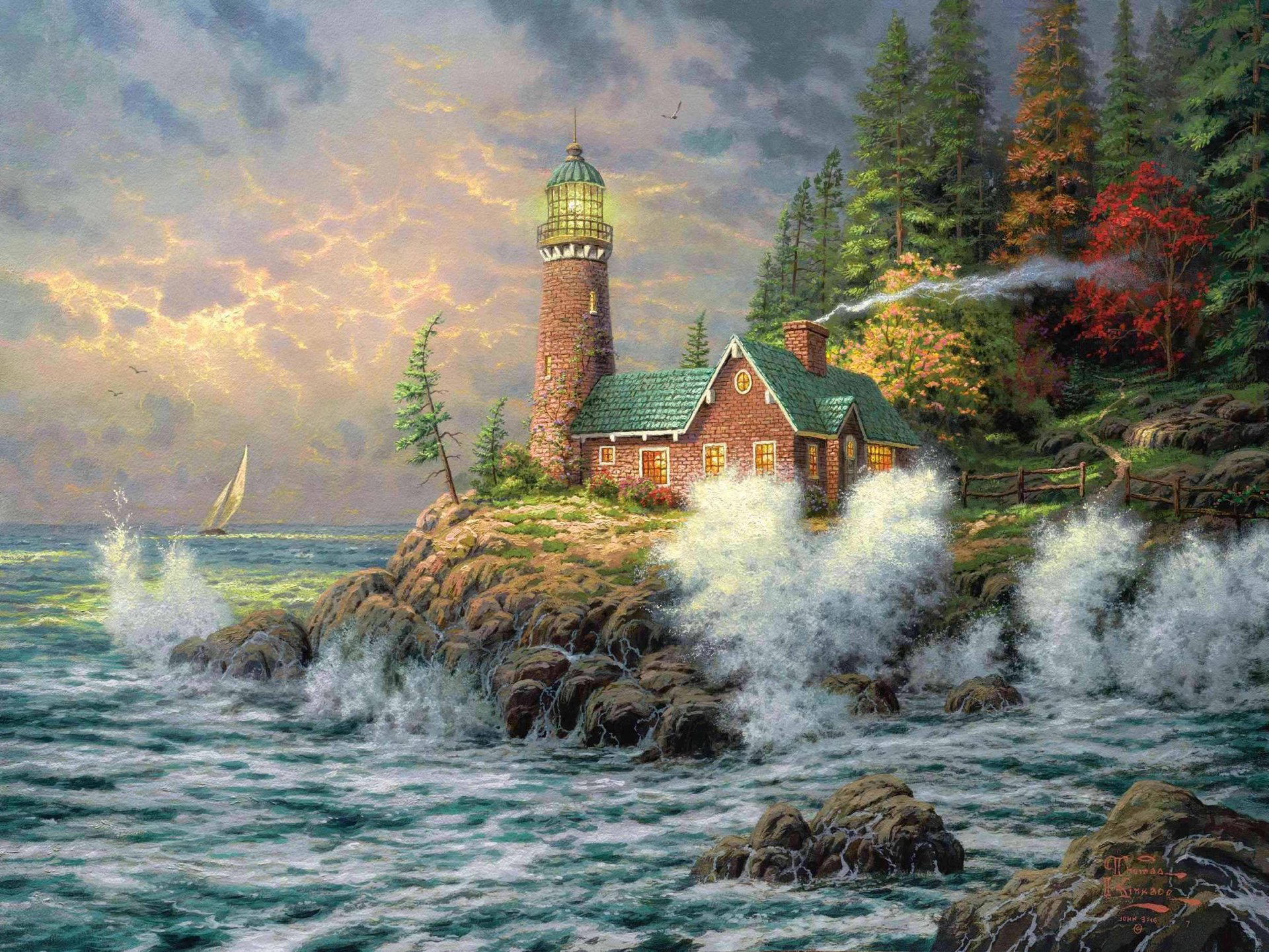 thomas kincaid phare mer peinture peinture