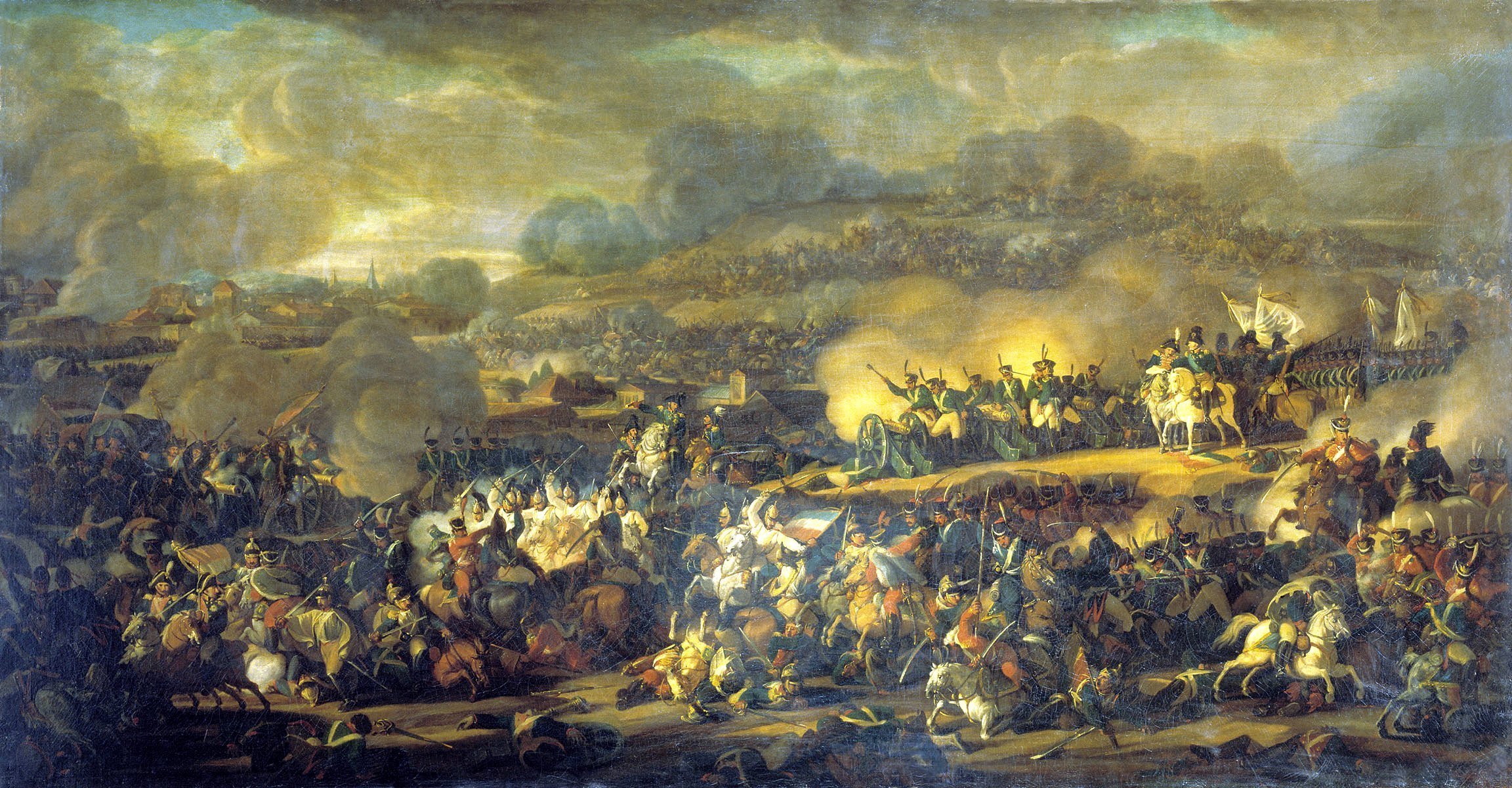 schlacht krieg soldaten russische franzosen kavallerie kanonen rauch schlacht bei leipzig 6. oktober 1813