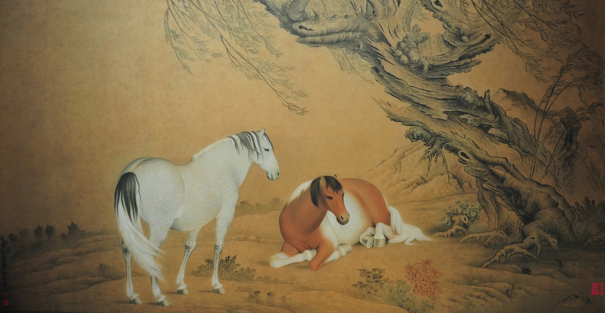 Китайские лошадки. Чжао Мэнфу лошади. Лошадь китайская живопись. Картина лошади. Японская живопись лошадь.
