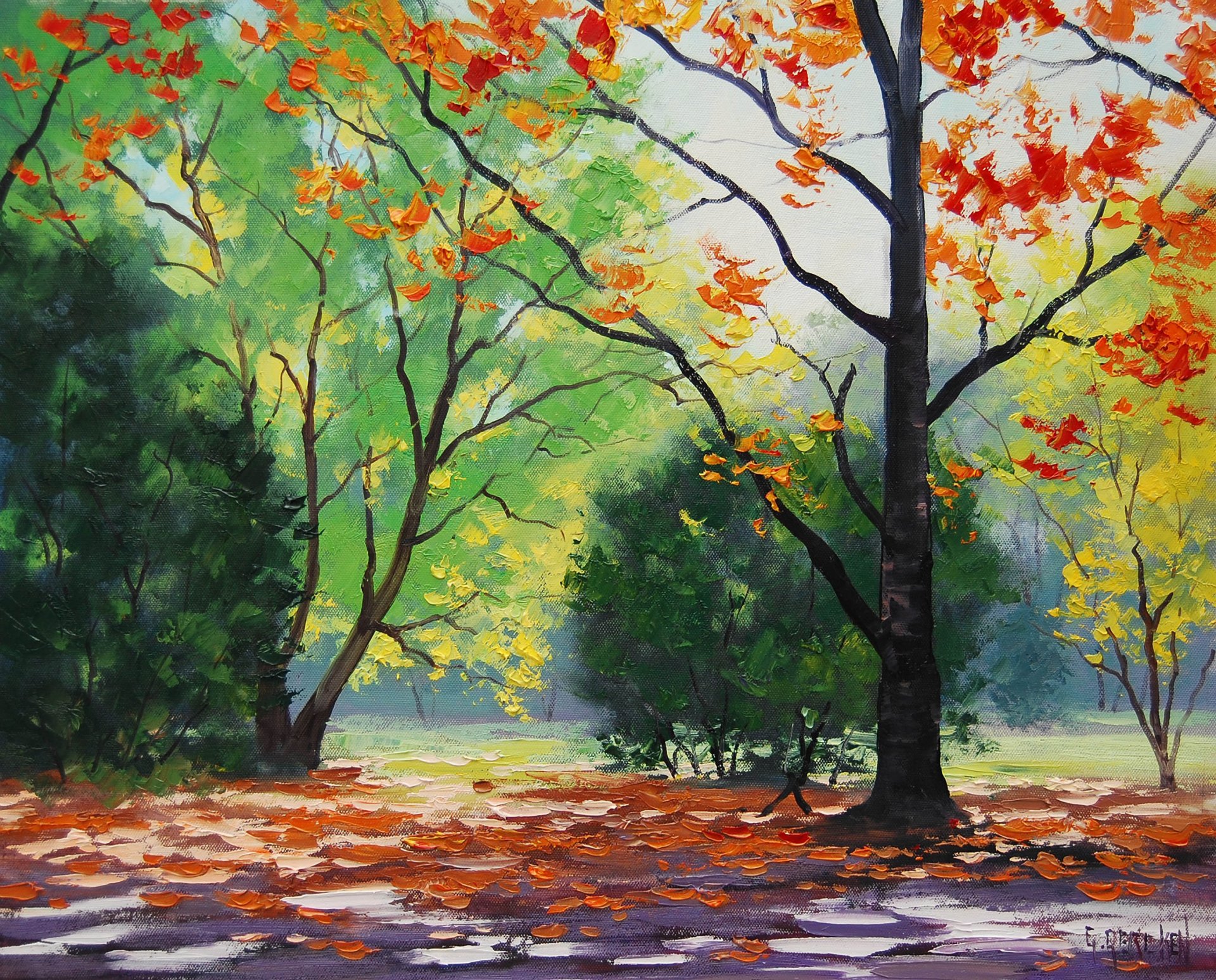 arte artsaus pittura disegno autunno alberi