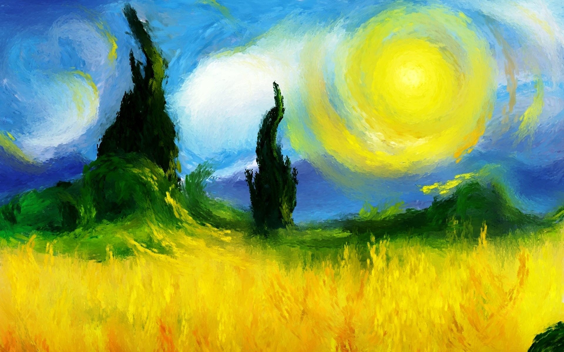 art van gogh inspiré nuit étoilée journée ensoleillée peinture