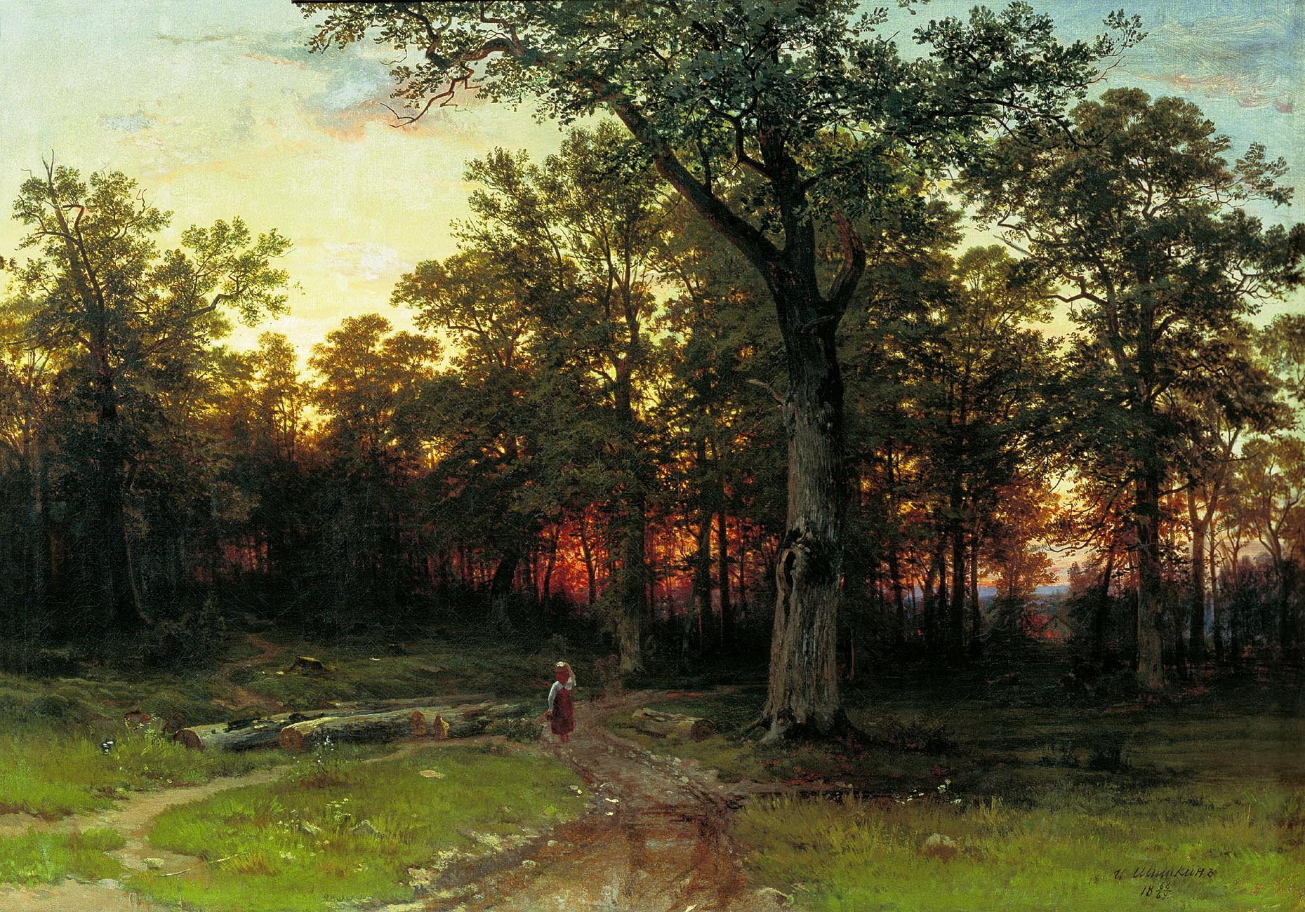 shishkin foresta la sera pittura