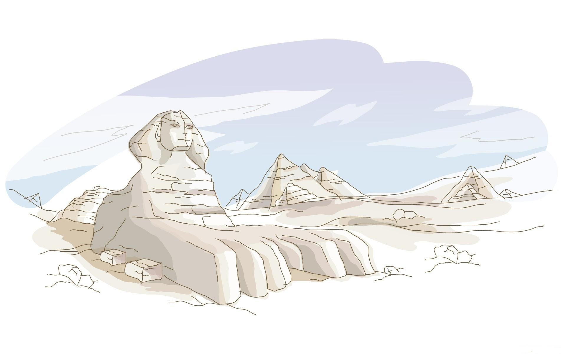 gizeh egypte dessin sphinx pyramides