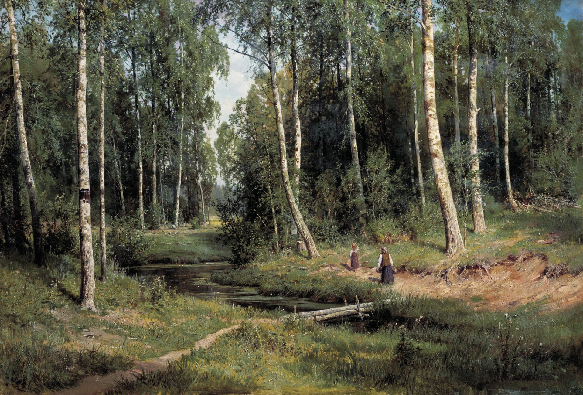 shishkin ruisseau en bouleau forêt peinture