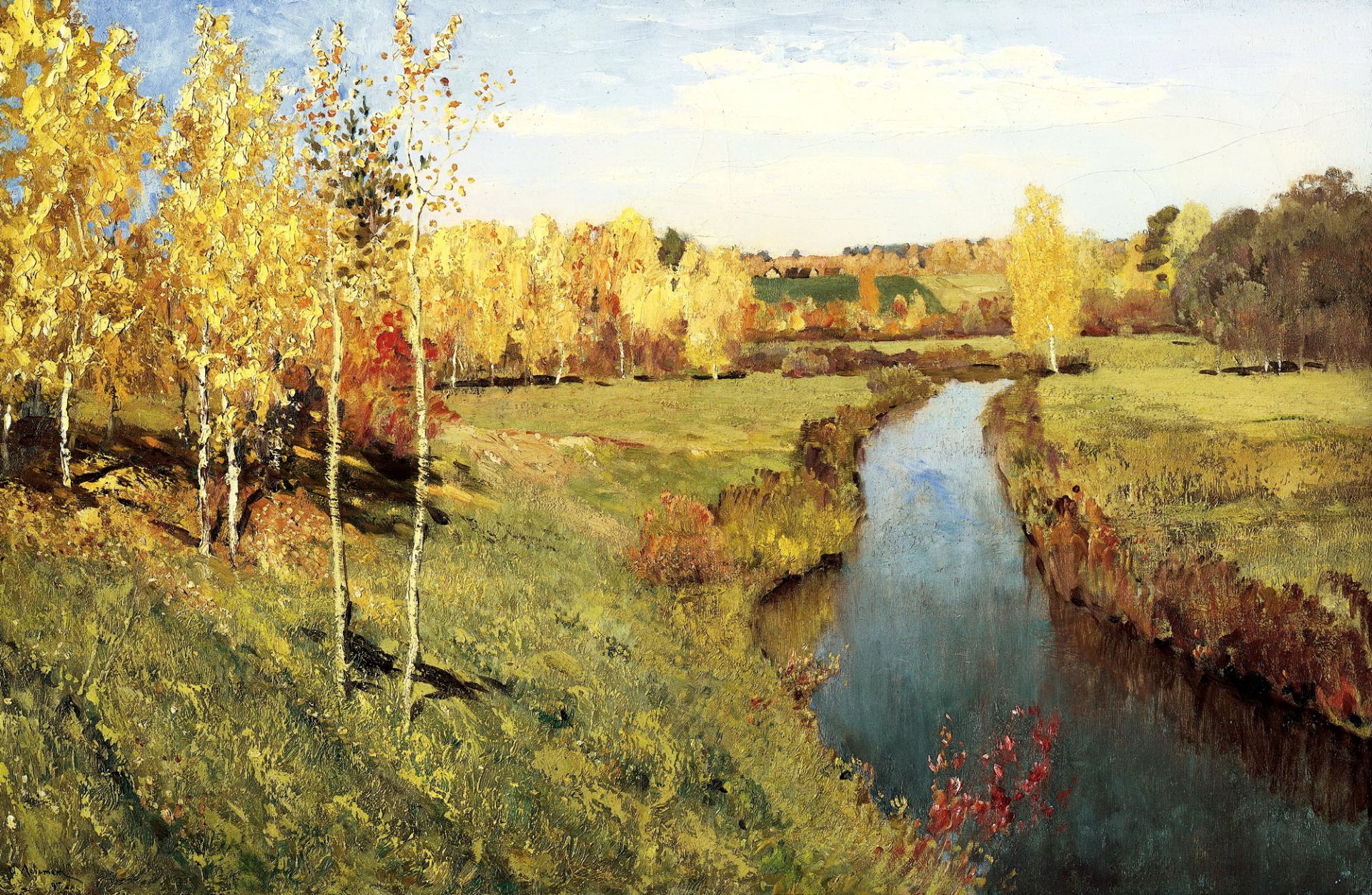 levitan golden autumn painting canvas oil