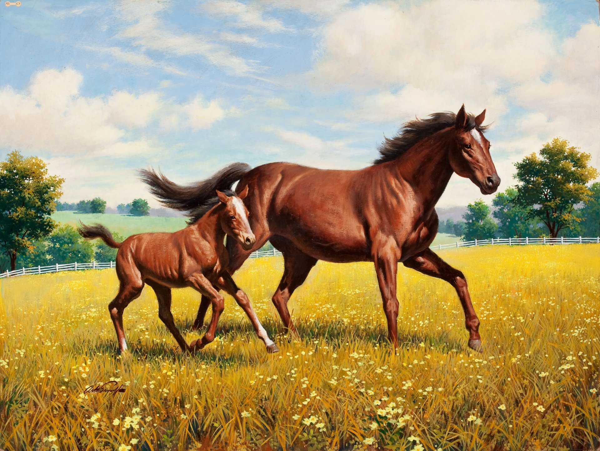 arthur sarona sarnow cheval peinture pré