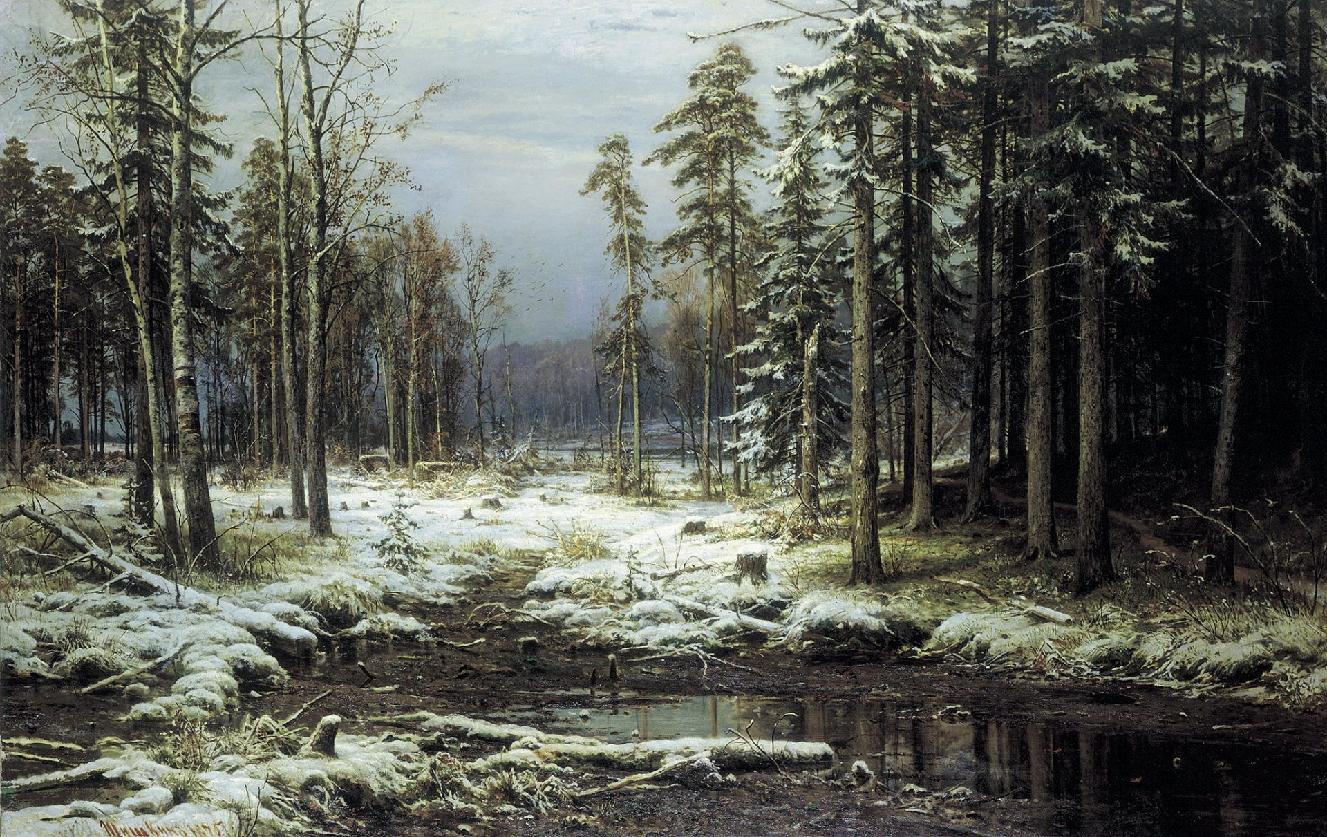 shishkin der erste schnee das bild