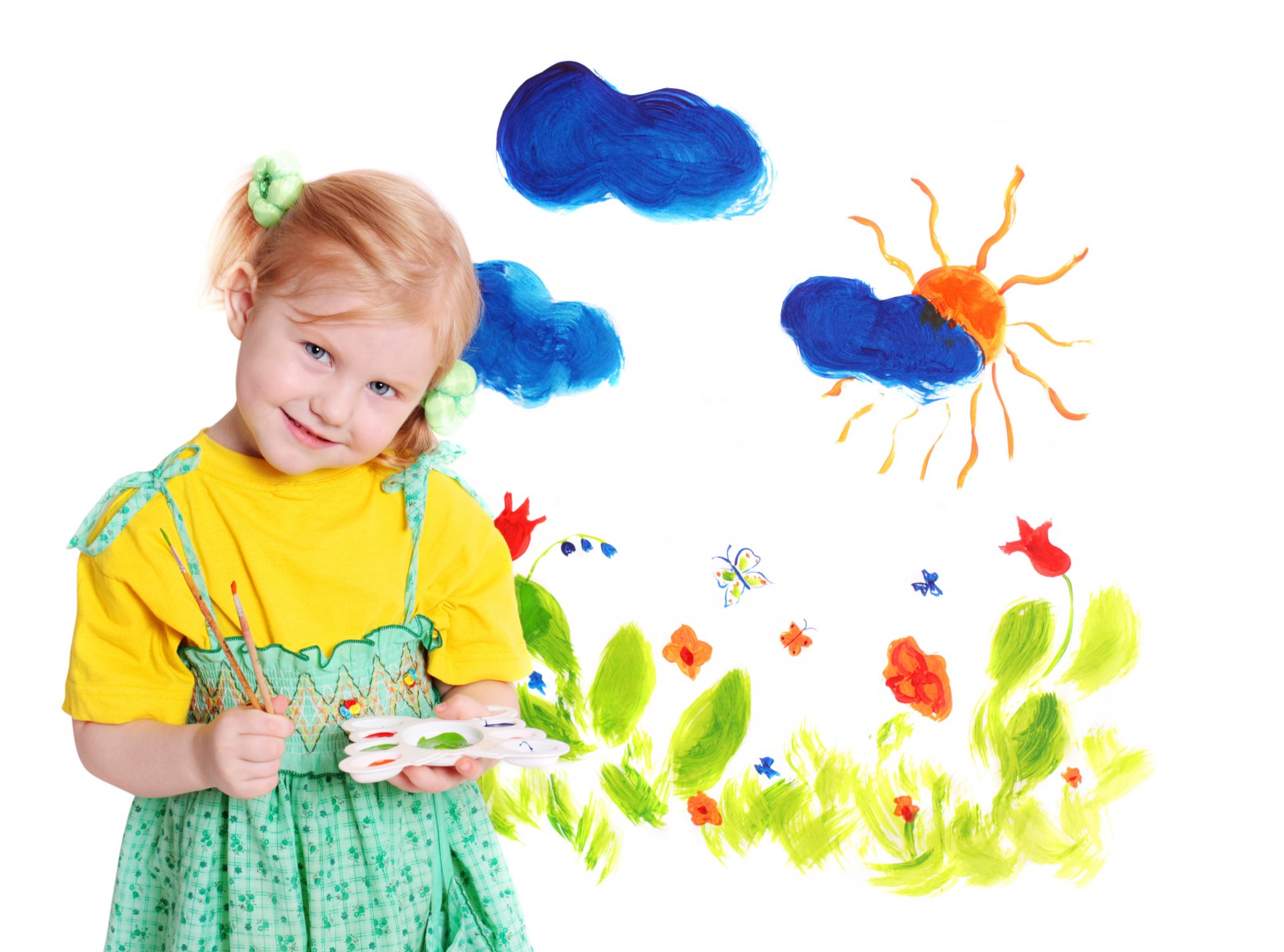 ragazza bella occhi azzurri felicità carino disegnare artista colori gioia bambina bella bella carino felicità disegnare disegno gioia sole fiori nuvole pittura ecc