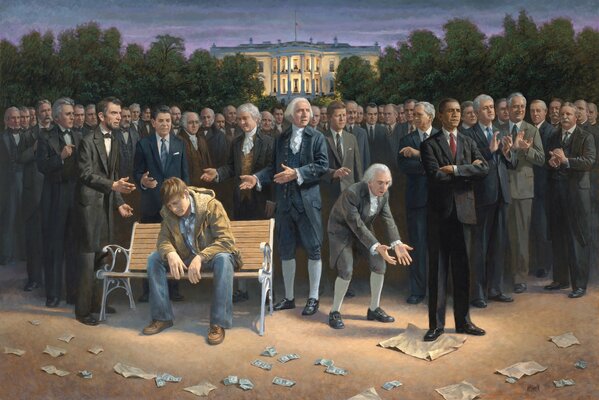 Bild von Amerikas Präsident Abraham Lincoln Barack Obama George W. Bush