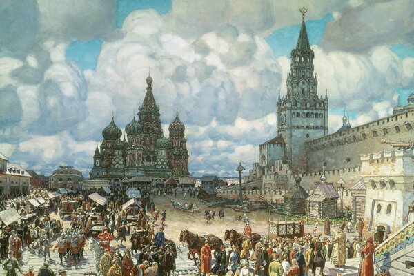 Pintura al óleo de Vasnetsov V. M. Plaza Roja 