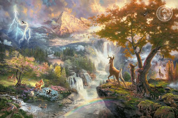 Bambi und seine Freunde am fabelhaften Wasserfall