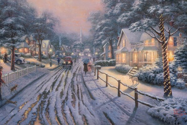 Fabulous landscape of a winter evening