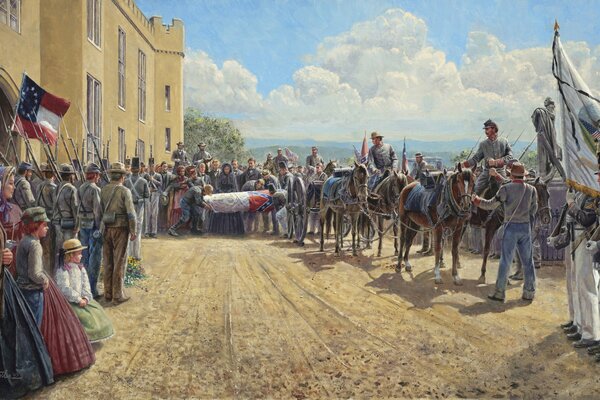 Peinture guerre civile soldats